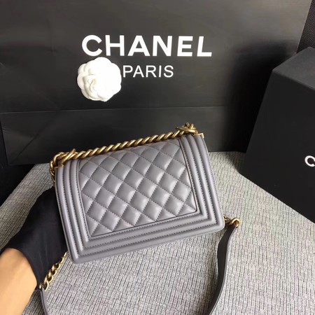 Boy Chanel Flap Shoulder Bag Sheepskin Leather A67085 Grey