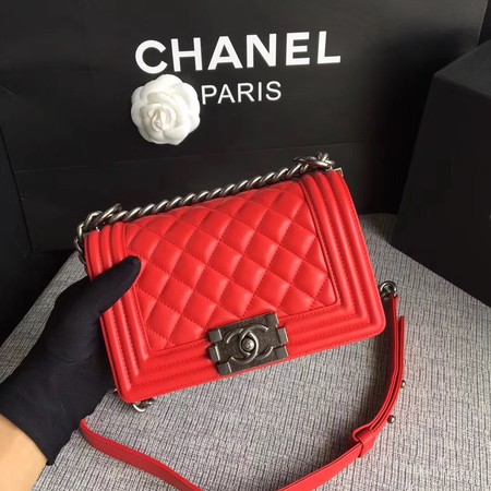 Boy Chanel Flap Shoulder Bag Sheepskin Leather A67085 Red