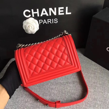 Boy Chanel Flap Shoulder Bag Sheepskin Leather A67085 Red