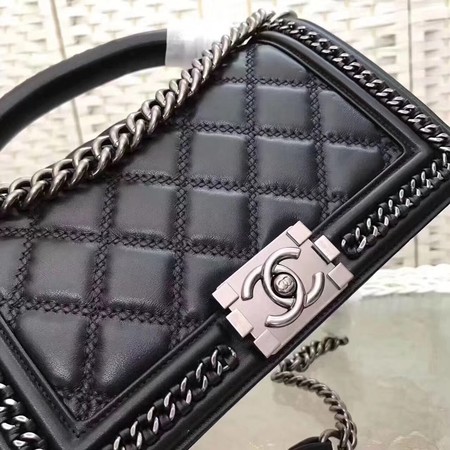 Boy Chanel Top Flap Bag Original Chevron Sheepskin A67085 Black