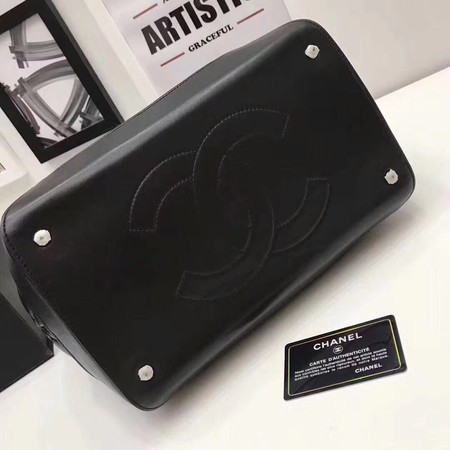 Chanel Tote Shopping Bag Sheepskin Leather A33654 Black