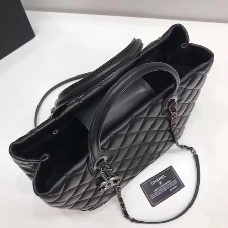 Chanel Tote Shopping Bag Sheepskin Leather A33654 Black