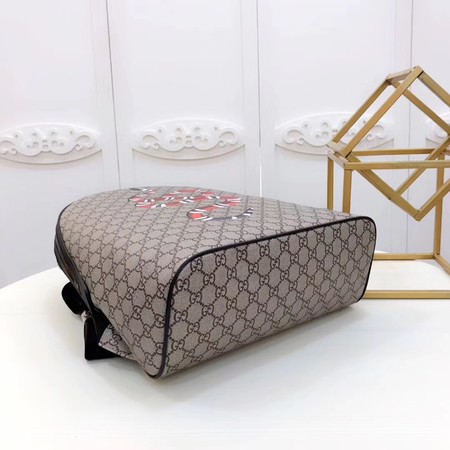 Gucci Kingsnake Print GG Supreme Backpack 419584 Brown