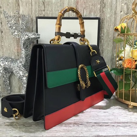 Gucci Dionysus Leather Top Handle Bag 421999 Black&Green&Red