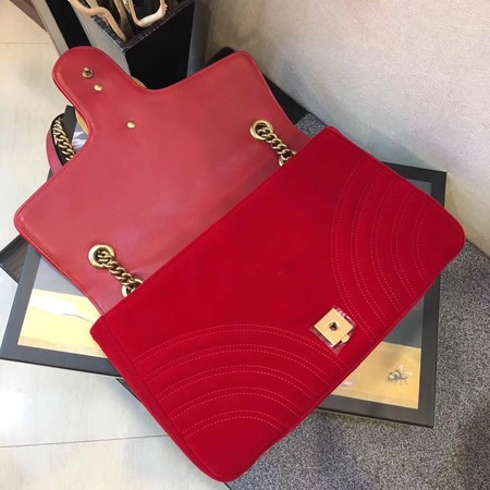 Gucci GG Marmont Medium Velvet Shoulder Bag 443496 Red