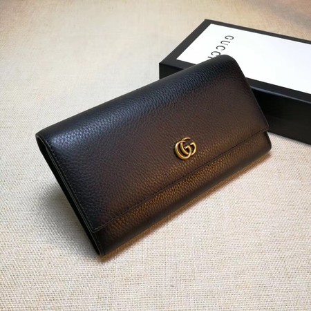 Gucci Leather Continental Wallet 456116 Black