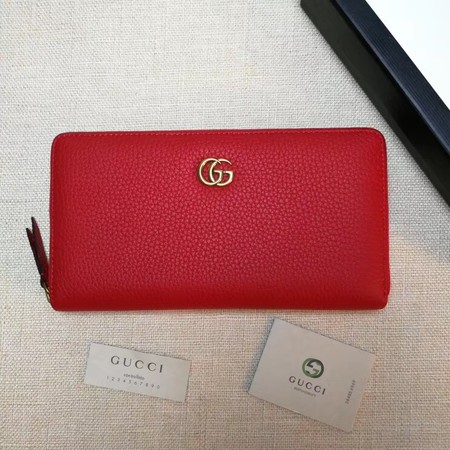 Gucci Leather Zip Around Wallet 456117 Red