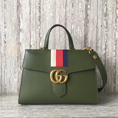 Gucci GG Marmont Top Handle Bag 476470 Green