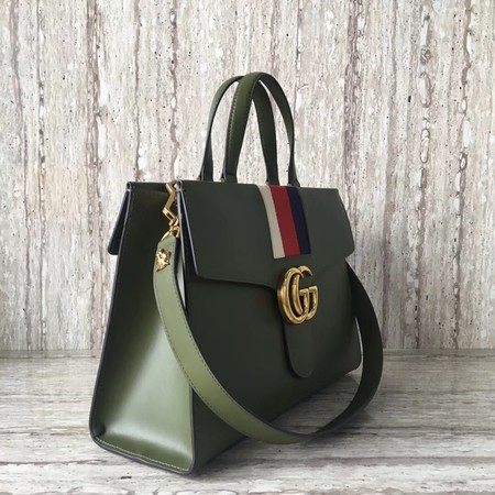 Gucci GG Marmont Top Handle Bag 476470 Green