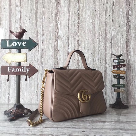 Gucci GG Marmont Small Top Handle Bag 498110 Apricot