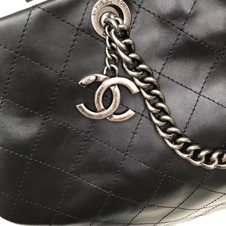 Chanel Calfskin Leather Tote Bag A98697 Black