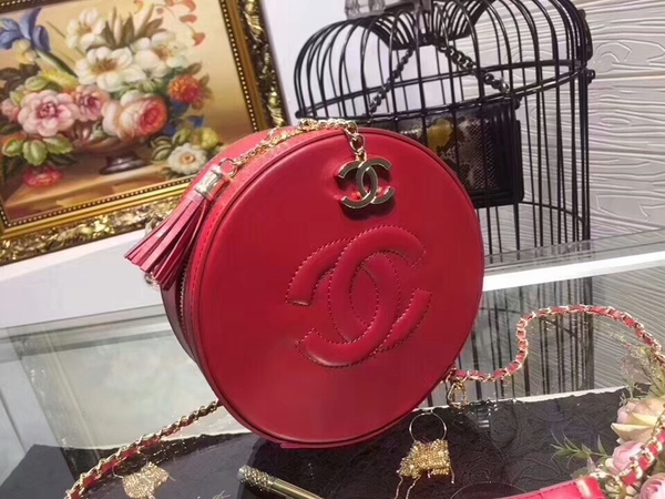 Chanel 2017 Fall Winter Calfskin Leather Cosmetics Case A7018 Red