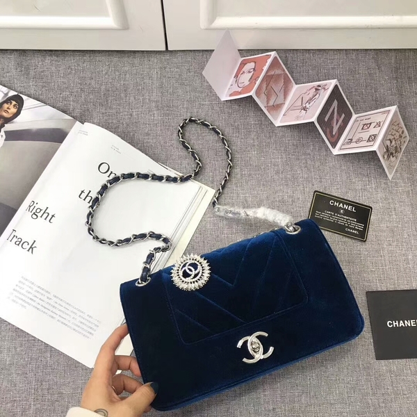 Chanel LeBoy 2017 Velvet Leather 67085 Blue