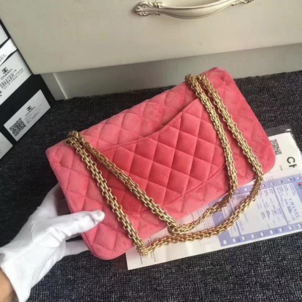 Chanel 2.55 Series Classic Flap Bag Original Nubuck Leather CF1112 Pink