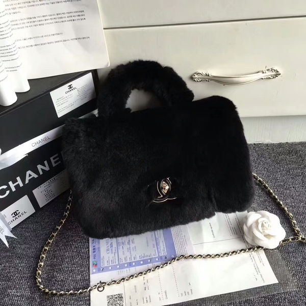 Chanel Original Leather Cony Hair Shoulder Bag CH5531 Black