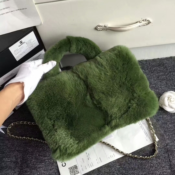 Chanel Original Leather Cony Hair Shoulder Bag CH5531 Green