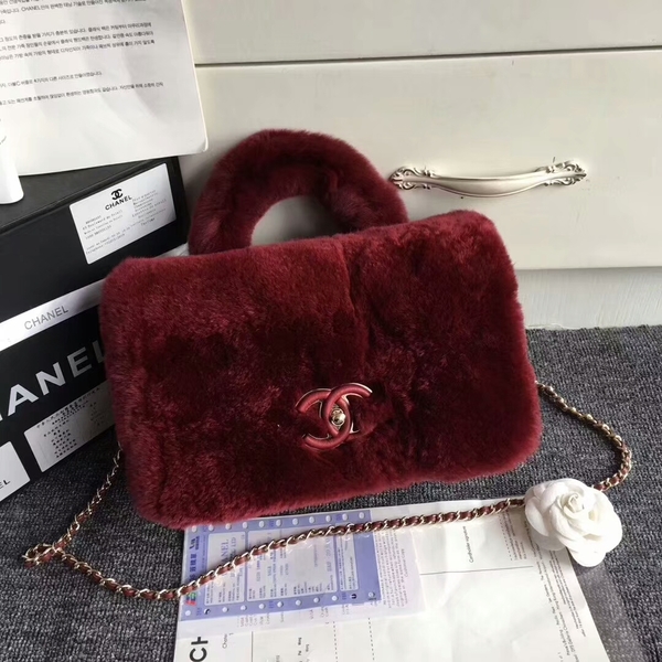 Chanel Original Leather Cony Hair Shoulder Bag CH5531 Red