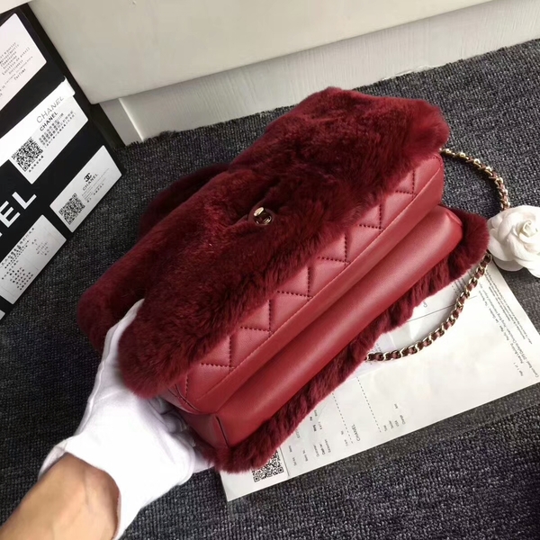 Chanel Original Leather Cony Hair Shoulder Bag CH5531 Red