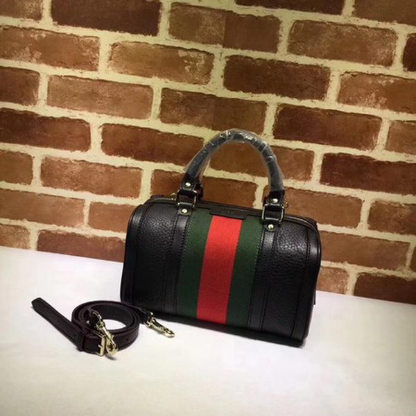 Gucci Vintage Leather Boston Bag 269876 Black