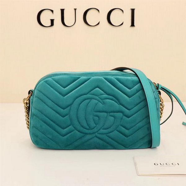 Gucci GG Marmont Matelasse Velvet Shoulder Bag 447632 Green