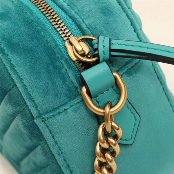 Gucci GG Marmont Matelasse Velvet Shoulder Bag 447632 Green