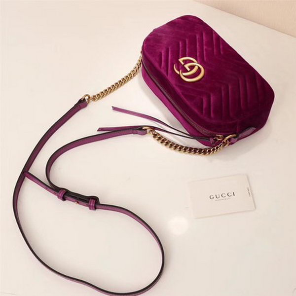 Gucci GG Marmont Matelasse Velvet Shoulder Bag 447632 Purple