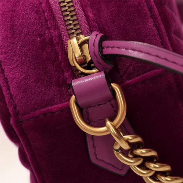 Gucci GG Marmont Matelasse Velvet Shoulder Bag 447632 Purple