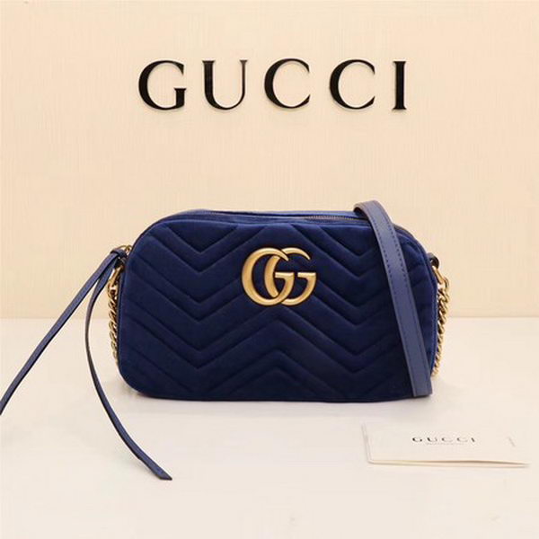 Gucci GG Marmont Matelasse Velvet Shoulder Bag 447632 Royal