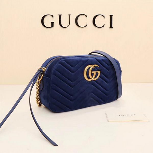 Gucci GG Marmont Matelasse Velvet Shoulder Bag 447632 Royal