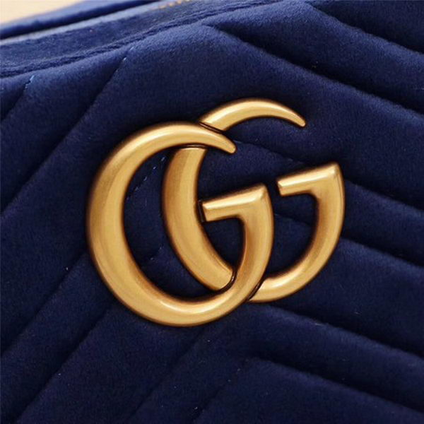 Gucci GG Marmont Matelasse Velvet Shoulder Bag 447632 Royal