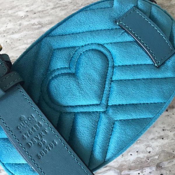 Gucci GG Marmont Velvet Belt Bag 476434 Blue