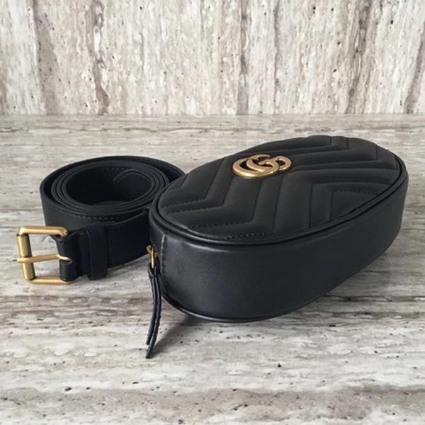 Gucci GG Marmont Leather Belt Bag 476434 Black