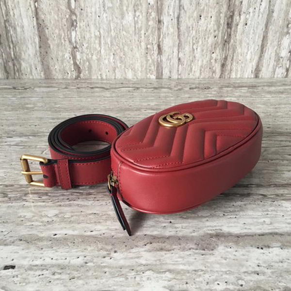 Gucci GG Marmont Leather Belt Bag 476434 Red