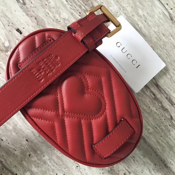 Gucci GG Marmont Leather Belt Bag 476434 Red
