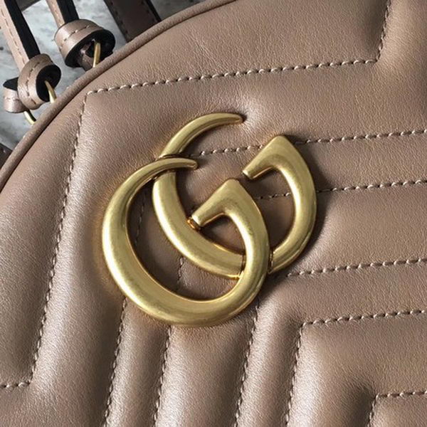 Gucci GG Marmont Quilted Leather Backpack 476671 Apricot