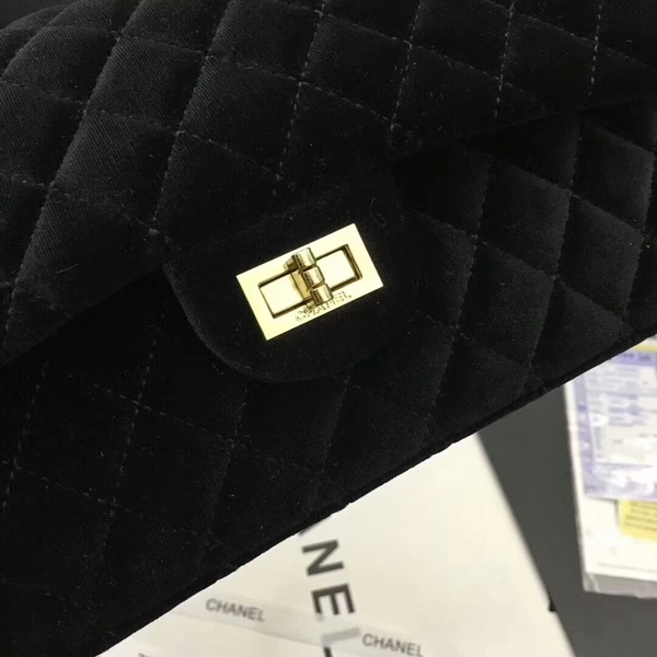 Chanel Suede Leather Flap Shoulder Bag CF8130 Black