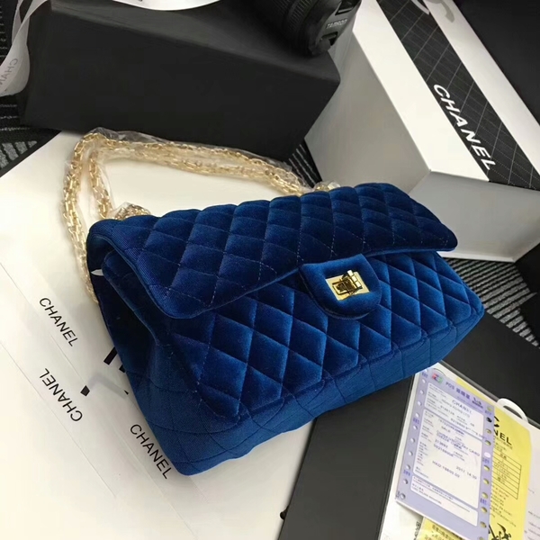 Chanel Suede Leather Flap Shoulder Bag CF8130 Blue