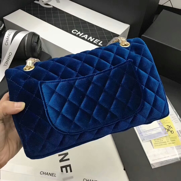 Chanel Suede Leather Flap Shoulder Bag CF8130 Blue
