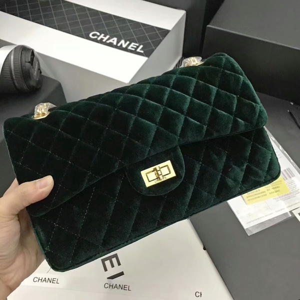 Chanel Suede Leather Flap Shoulder Bag CF8130 Green