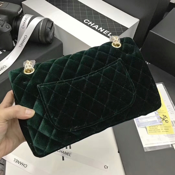 Chanel Suede Leather Flap Shoulder Bag CF8130 Green