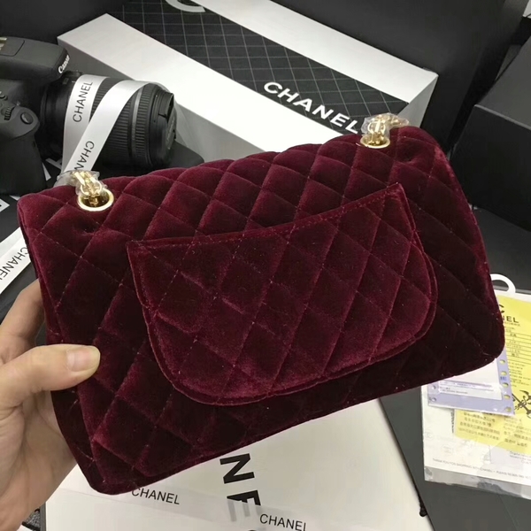 Chanel Suede Leather Flap Shoulder Bag CF8130 Marroon