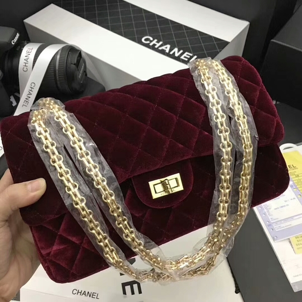 Chanel Suede Leather Flap Shoulder Bag CF8130 Marroon