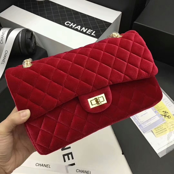 Chanel Suede Leather Flap Shoulder Bag CF8130 Red