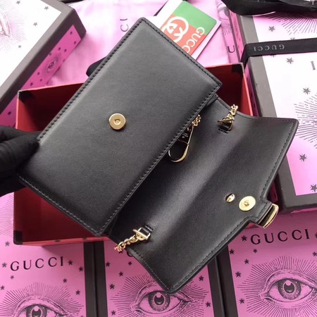 Gucci Sylvie Leather Shoulder Bag 494642 Black