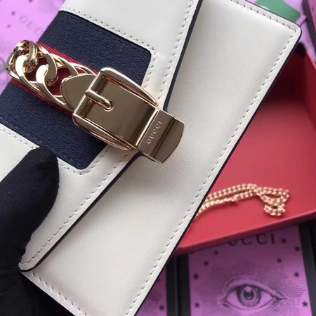 Gucci Sylvie Leather Mini Chain Bag 494646 OffWhite