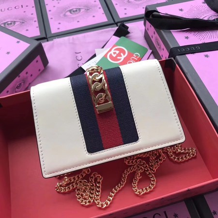 Gucci Sylvie Leather Mini Chain Bag 494646 OffWhite