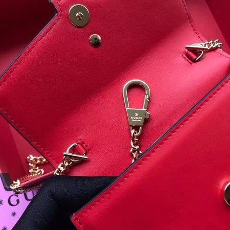 Gucci Sylvie Leather Mini Chain Bag 494646 Red