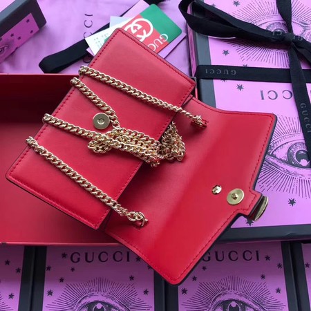 Gucci Sylvie Leather Mini Chain Bag 494646 Red