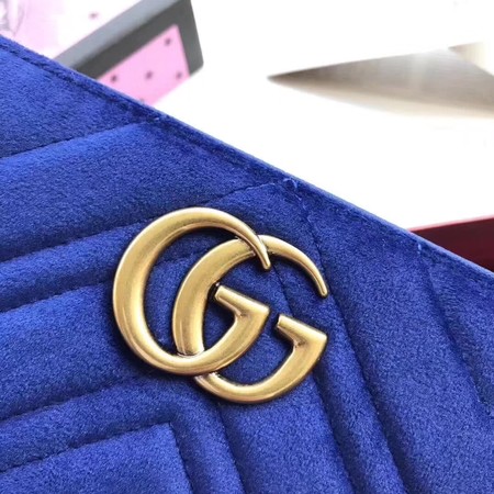 Gucci GG Marmont Velvet Zip Around Wallet 443123 Blue