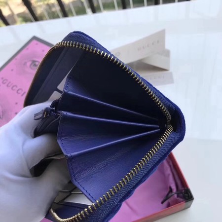 Gucci GG Marmont Velvet Zip Around Wallet 443123 Blue